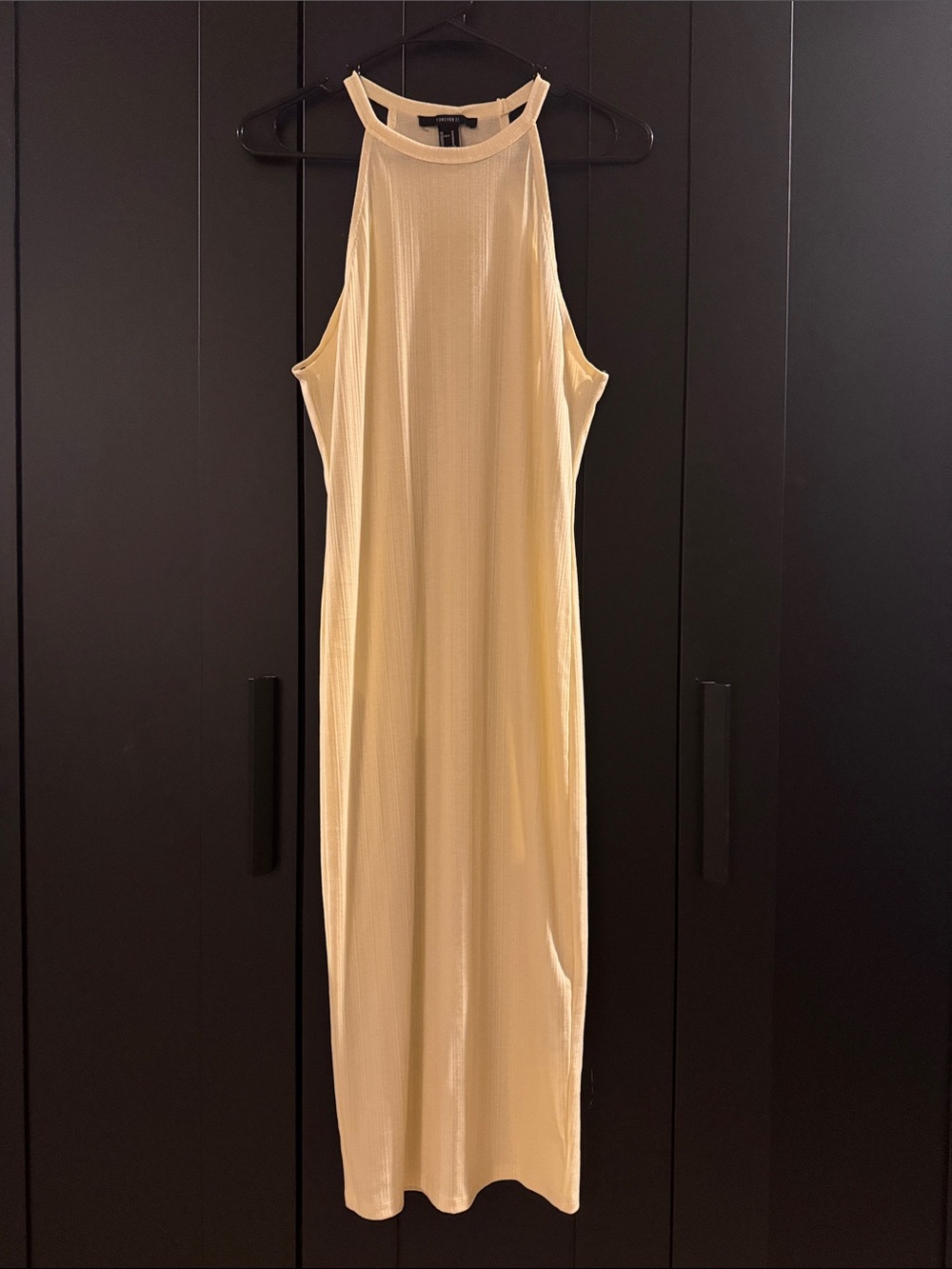Forever 21 Women Halter Neck Ribbed Midi Dress (Size: M)